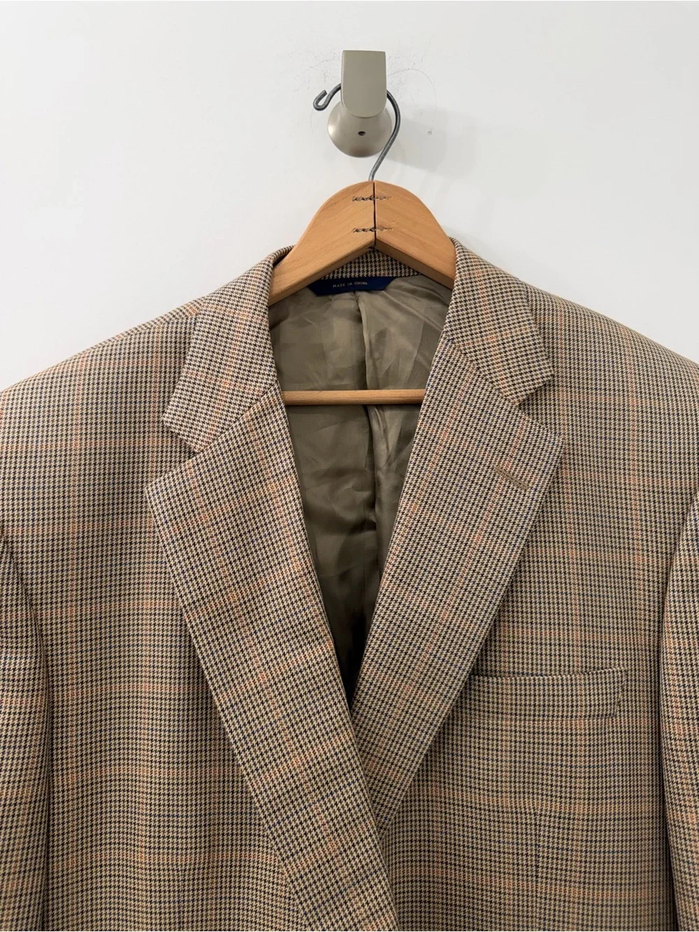 Brooks Brothers Regent Ethomas Silk and Wool Brown Houndstooth Check Blazer
